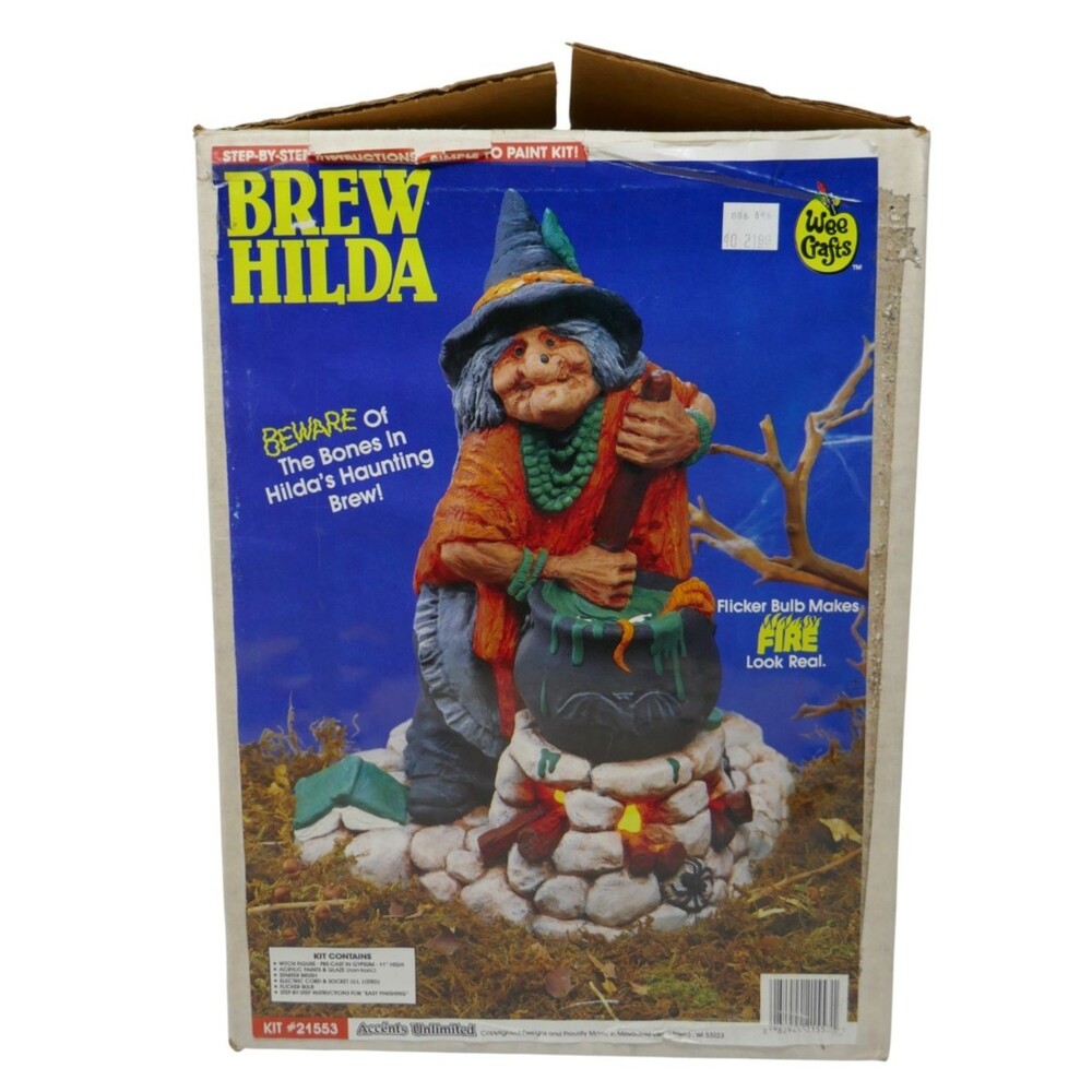 Accent Ultd Brew Hilda Halloween Witch Cauldron with Flicker Bulb Fire RARE